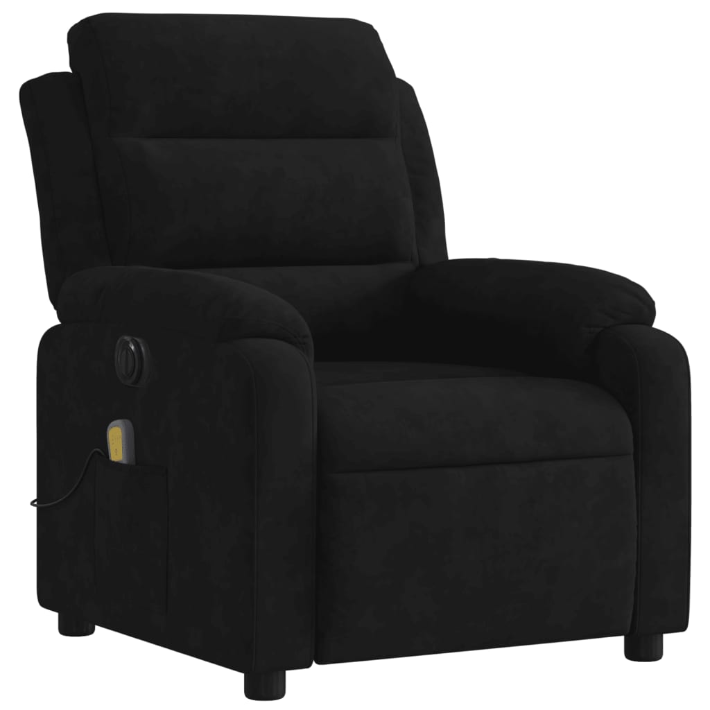 vidaXL Electric Massage Recliner Chair Black Velvet-1