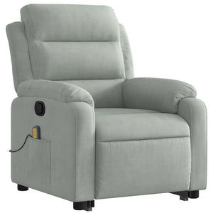 vidaXL Stand up Massage Recliner Chair Light Gray Velvet-1