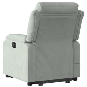 vidaXL Stand up Massage Recliner Chair Light Gray Velvet-2