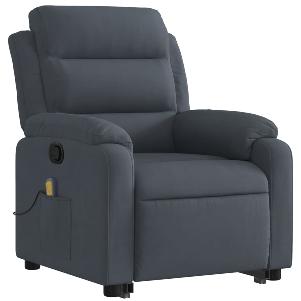 vidaXL Stand up Massage Recliner Chair Dark Gray Velvet-1