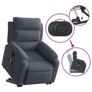 vidaXL Stand up Massage Recliner Chair Dark Gray Velvet-3