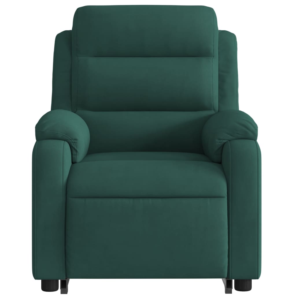 vidaXL Stand up Massage Recliner Chair Dark Green Velvet-6