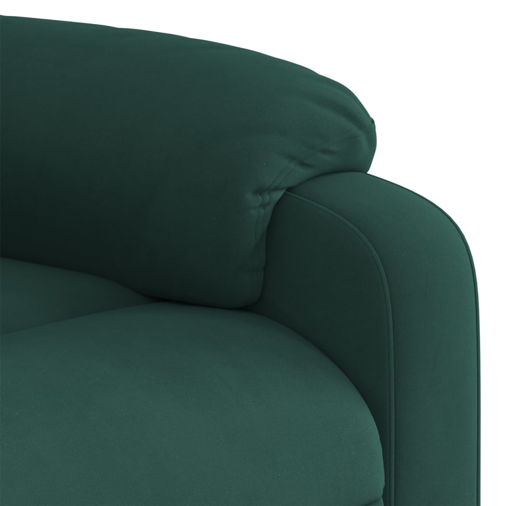 vidaXL Stand up Massage Recliner Chair Dark Green Velvet-7