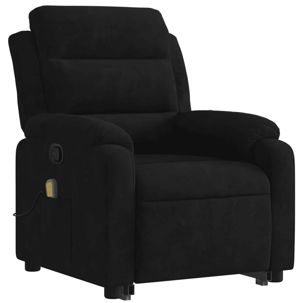 vidaXL Stand up Massage Recliner Chair Black Velvet-1