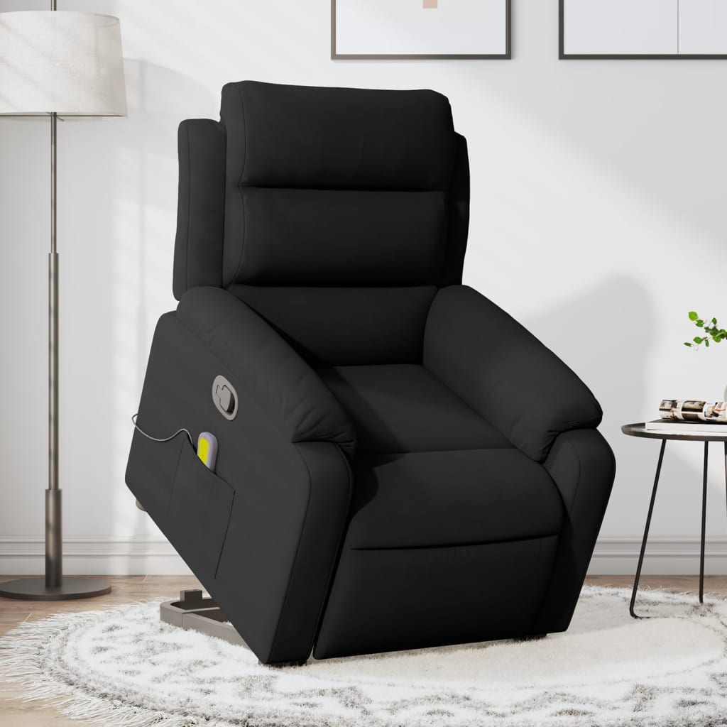 vidaXL Stand up Massage Recliner Chair Black Velvet-0