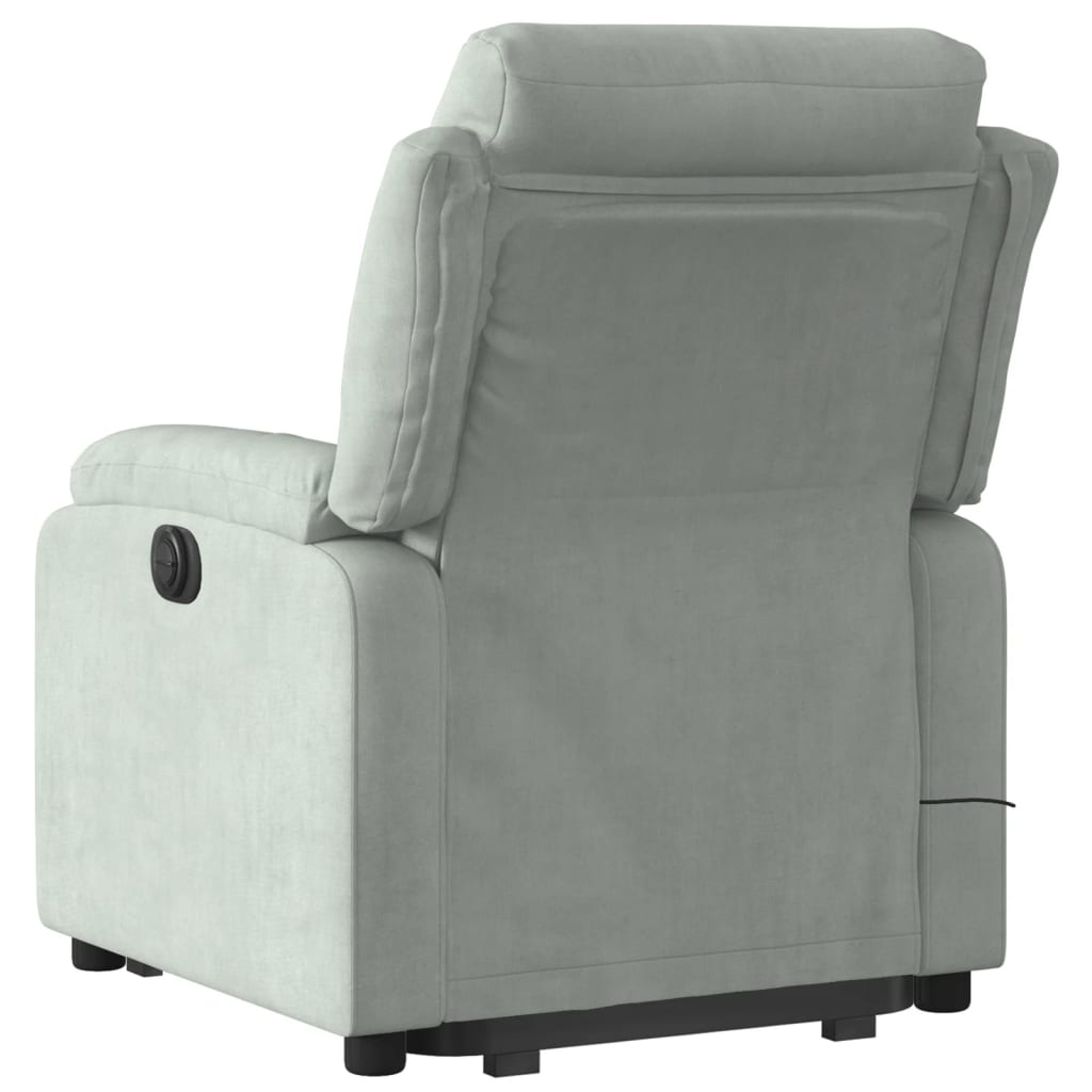 vidaXL Electric Stand up Massage Recliner Chair Light Gray Velvet-2