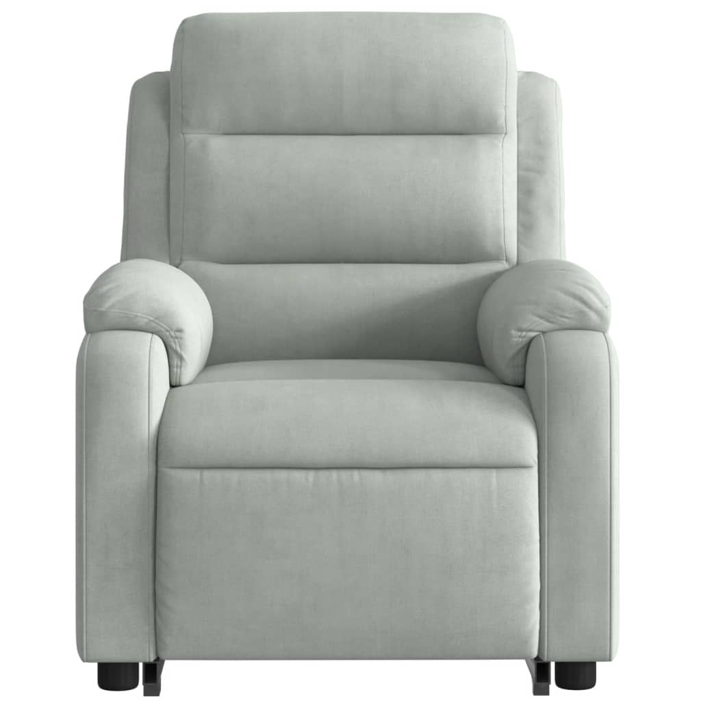 vidaXL Electric Stand up Massage Recliner Chair Light Gray Velvet-6