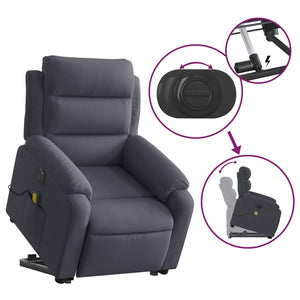 vidaXL Electric Stand up Massage Recliner Chair Dark Gray Velvet-7