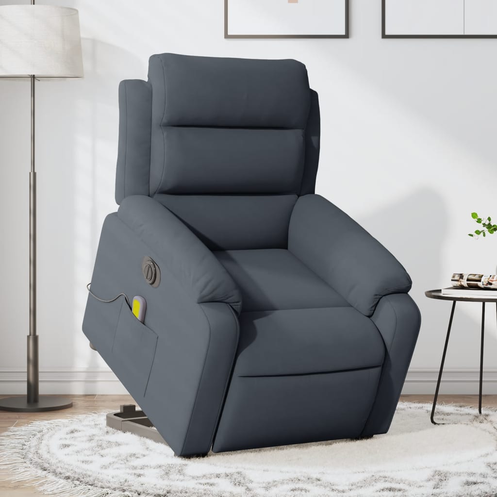 vidaXL Electric Stand up Massage Recliner Chair Dark Gray Velvet-0