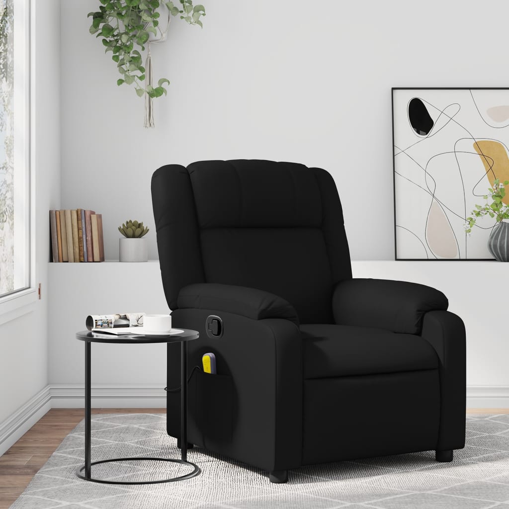 vidaXL Massage Recliner Chair Black Faux Leather-6