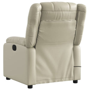 vidaXL Massage Recliner Chair Cream Faux Leather-1