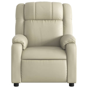 vidaXL Massage Recliner Chair Cream Faux Leather-4