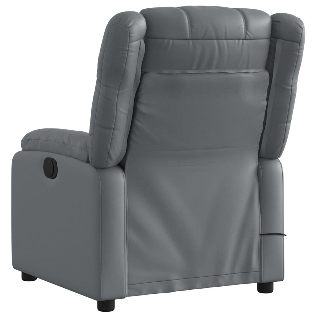 vidaXL Massage Recliner Chair Gray Faux Leather-1