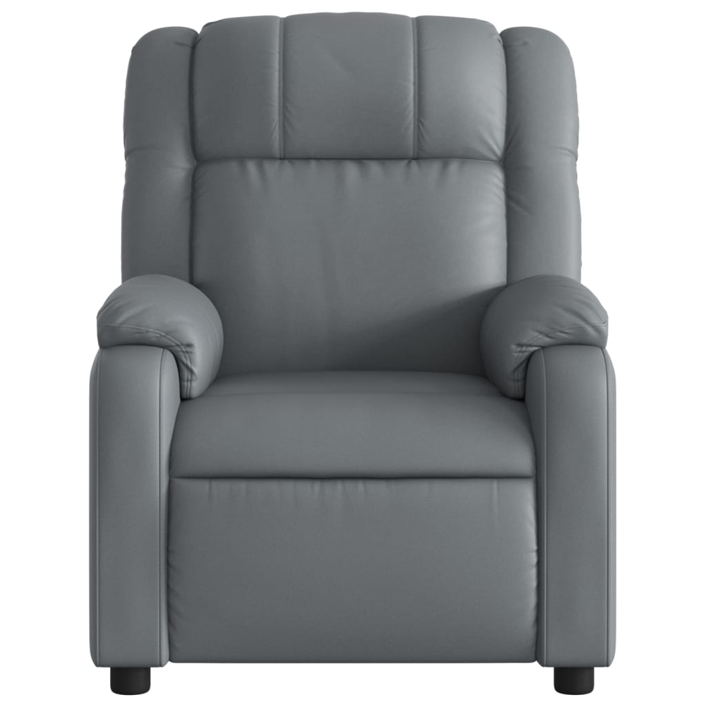 vidaXL Massage Recliner Chair Gray Faux Leather-4