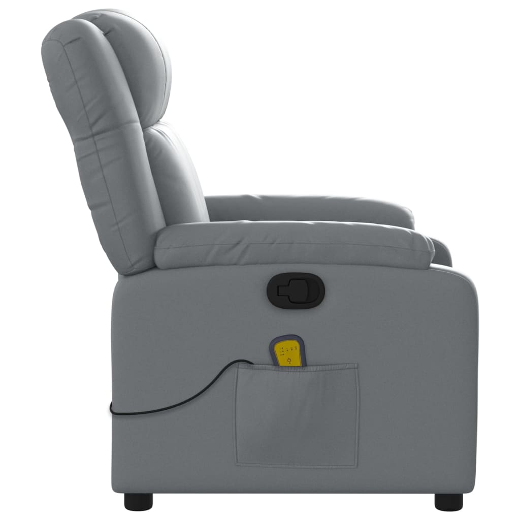 vidaXL Massage Recliner Chair Gray Faux Leather-5