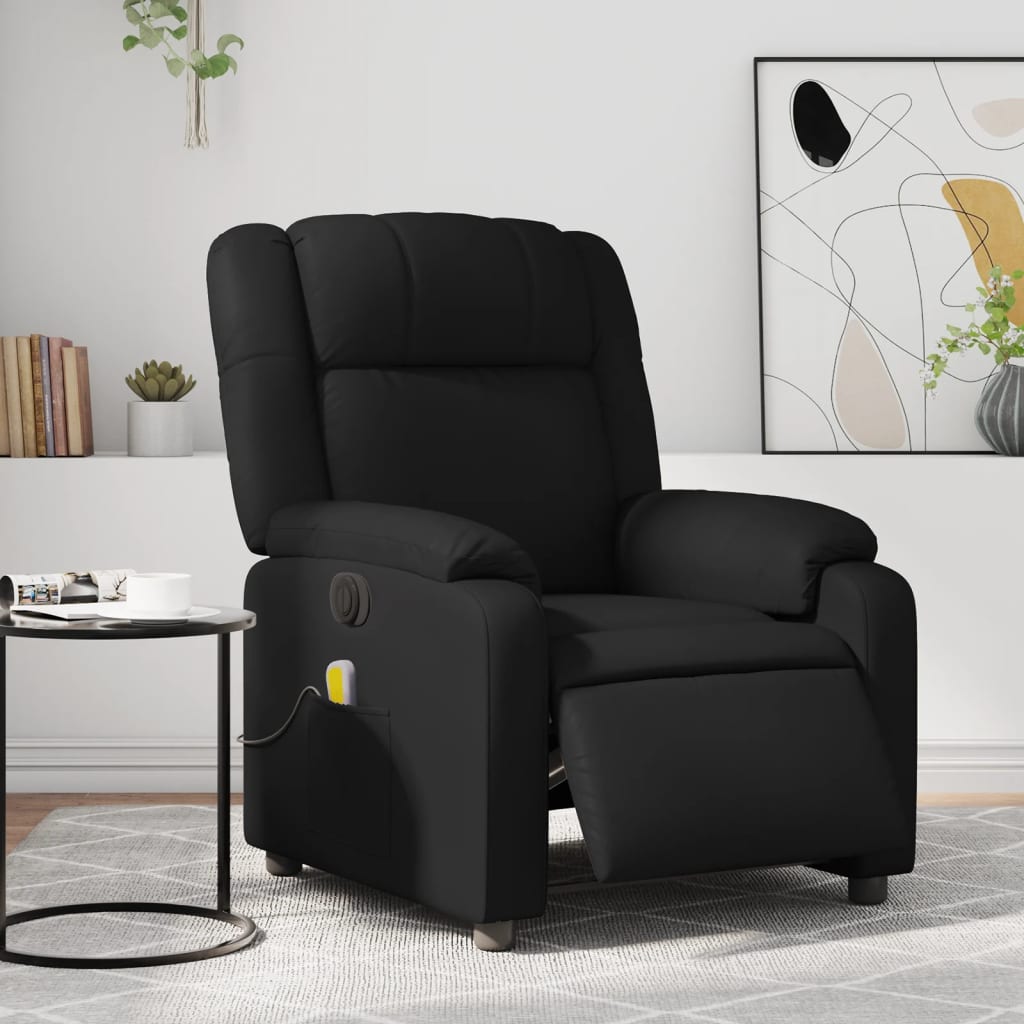 vidaXL Electric Massage Recliner Chair Black Faux Leather-0