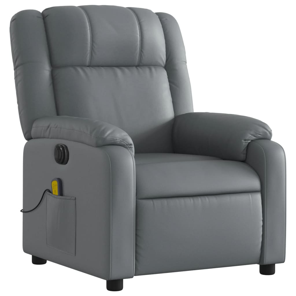 vidaXL Electric Massage Recliner Chair Gray Faux Leather-1