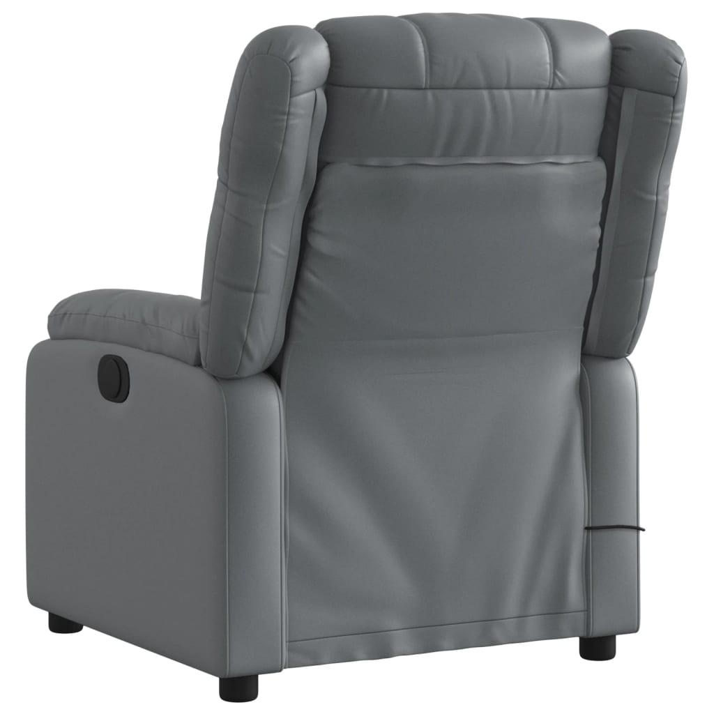 vidaXL Electric Massage Recliner Chair Gray Faux Leather-2