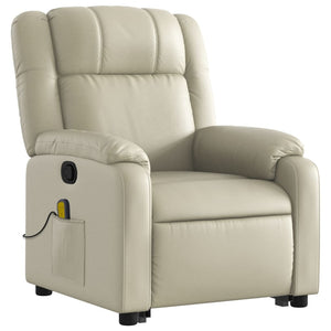 vidaXL Stand up Massage Recliner Chair Cream Faux Leather-1