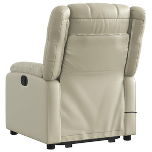 vidaXL Stand up Massage Recliner Chair Cream Faux Leather-2