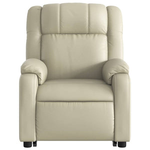 vidaXL Stand up Massage Recliner Chair Cream Faux Leather-6