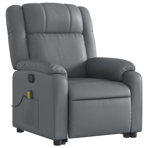 vidaXL Stand up Massage Recliner Chair Gray Faux Leather-1