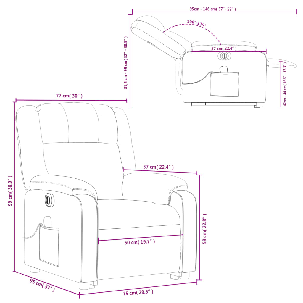 vidaXL Electric Stand up Massage Recliner Chair Black Faux Leather-8