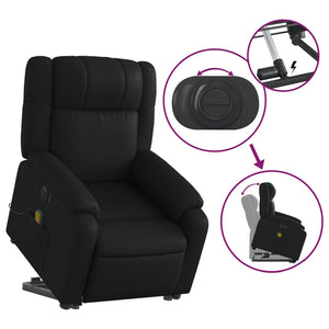 vidaXL Electric Stand up Massage Recliner Chair Black Faux Leather-7