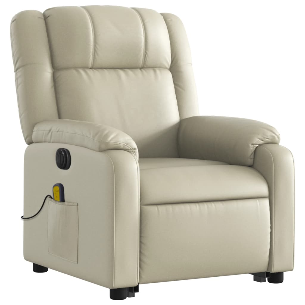 vidaXL Electric Stand up Massage Recliner Chair Cream Faux Leather-1