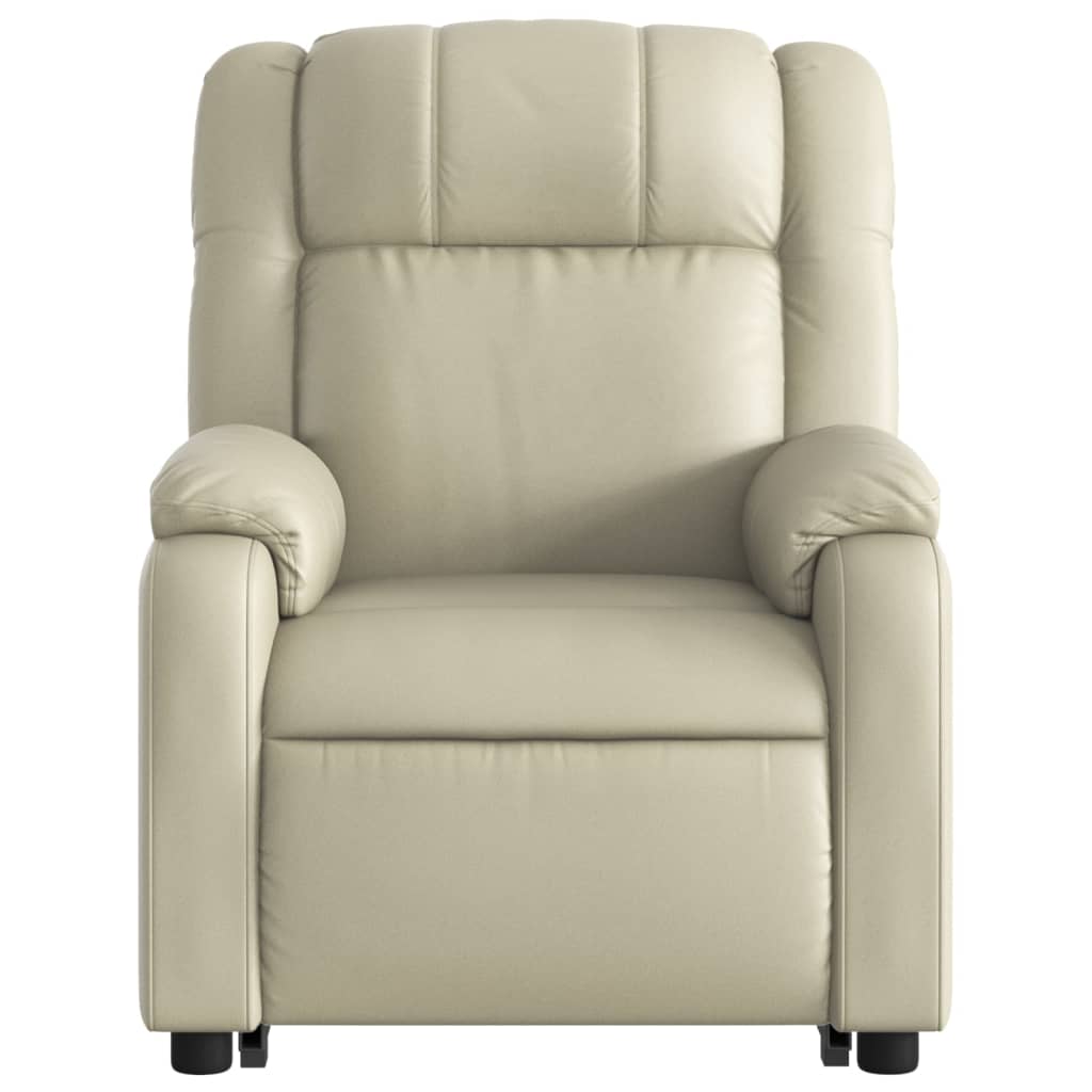 vidaXL Electric Stand up Massage Recliner Chair Cream Faux Leather-6