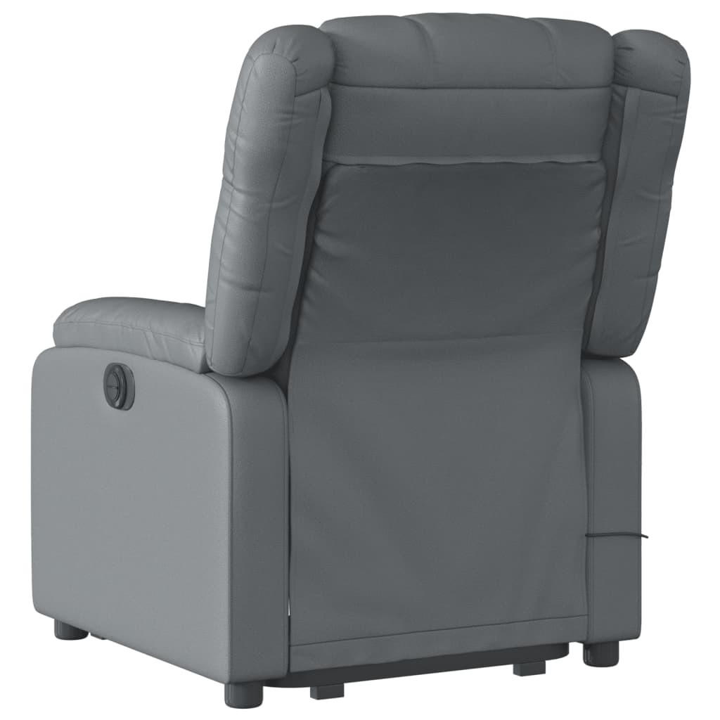 vidaXL Electric Stand up Massage Recliner Chair Gray Faux Leather-2