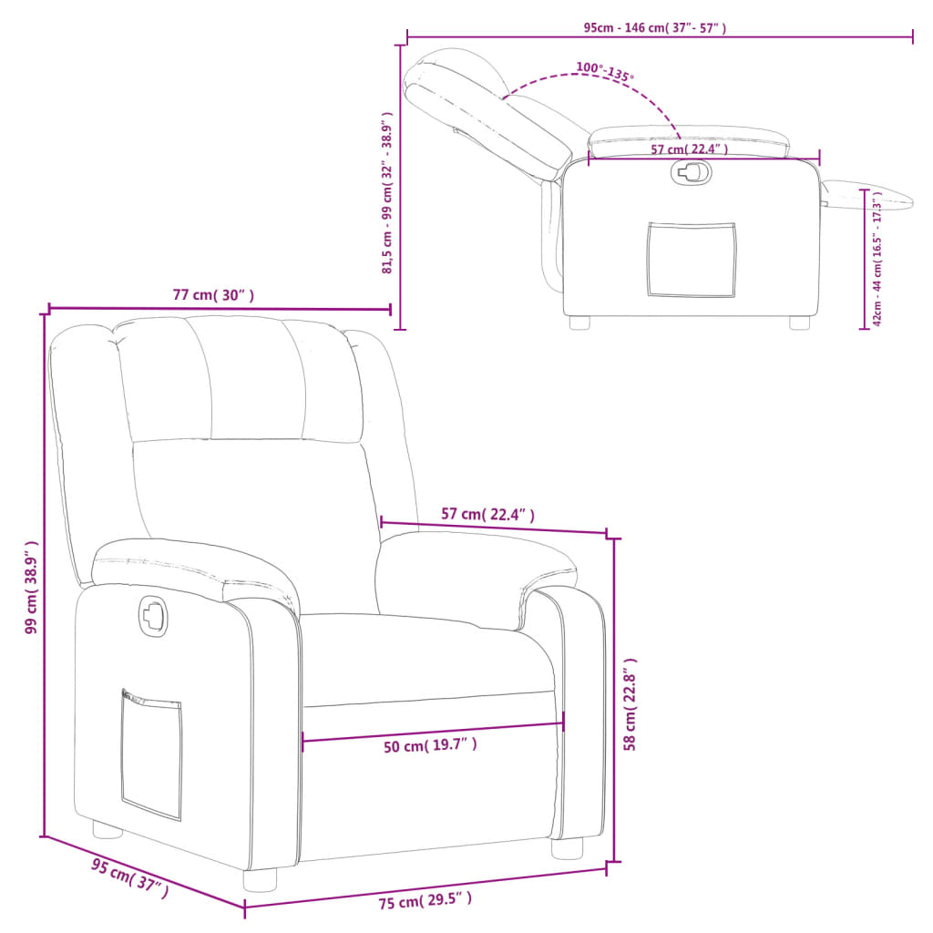 vidaXL Recliner Chair Light Gray Fabric-8