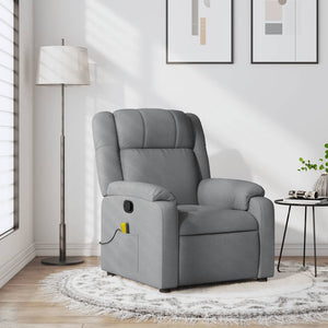 vidaXL Massage Recliner Chair Light Gray Fabric-0