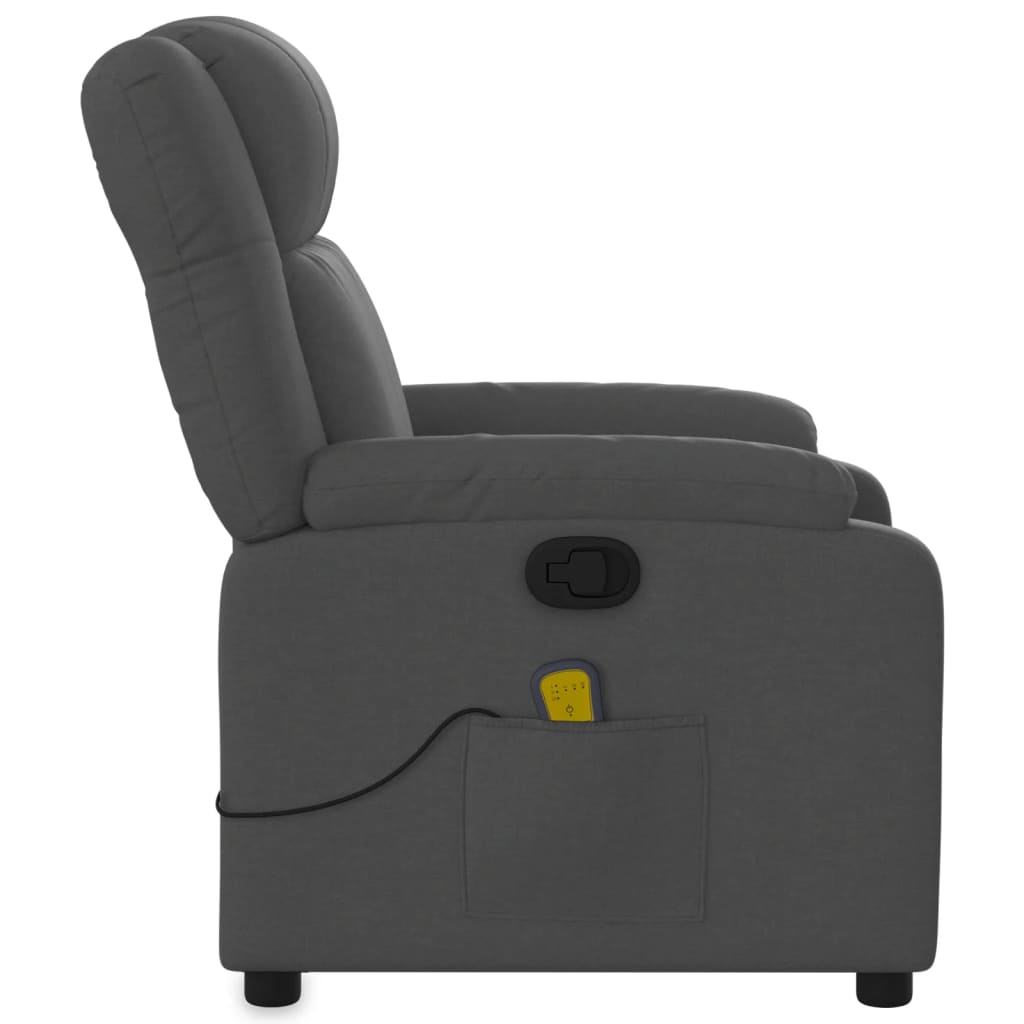 vidaXL Massage Recliner Chair Dark Gray Fabric-6