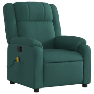 vidaXL Massage Recliner Chair Dark Green Fabric-7