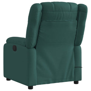 vidaXL Massage Recliner Chair Dark Green Fabric-1