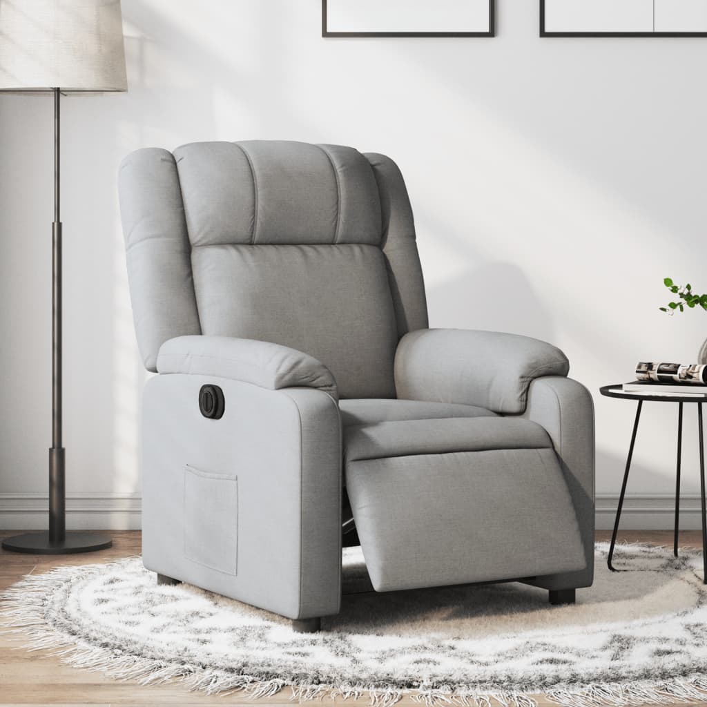 vidaXL Electric Recliner Chair Light Gray Fabric-0