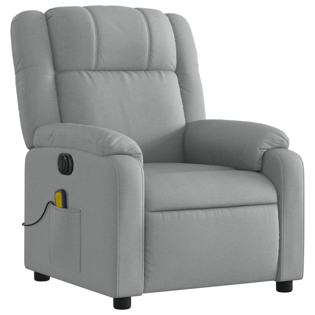 vidaXL Electric Massage Recliner Chair Light Gray Fabric-1