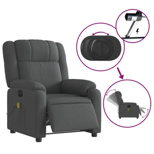 vidaXL Electric Massage Recliner Chair Dark Gray Fabric-3