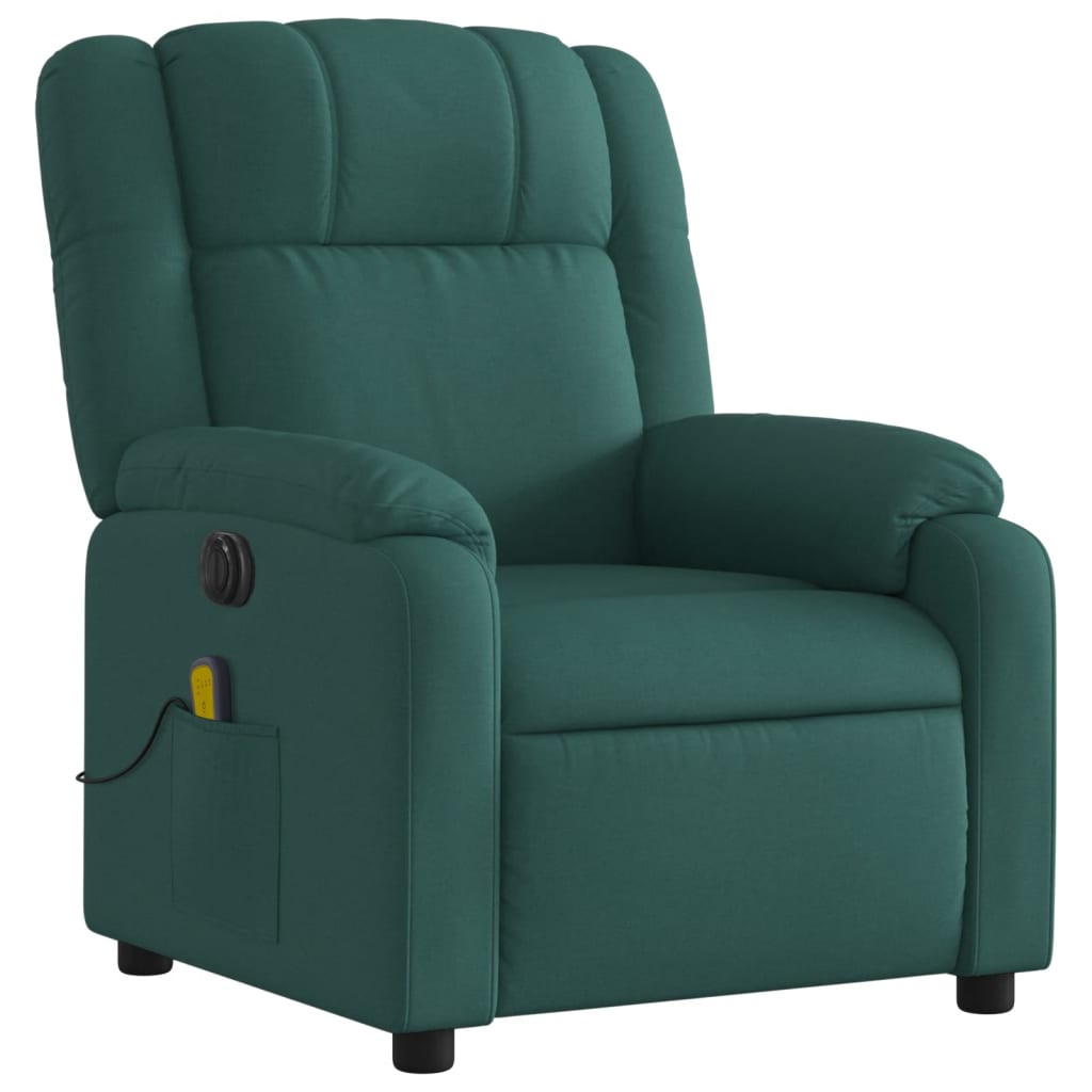 vidaXL Electric Massage Recliner Chair Dark Green Fabric-1