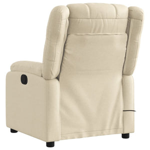 vidaXL Electric Massage Recliner Chair Cream Fabric-2