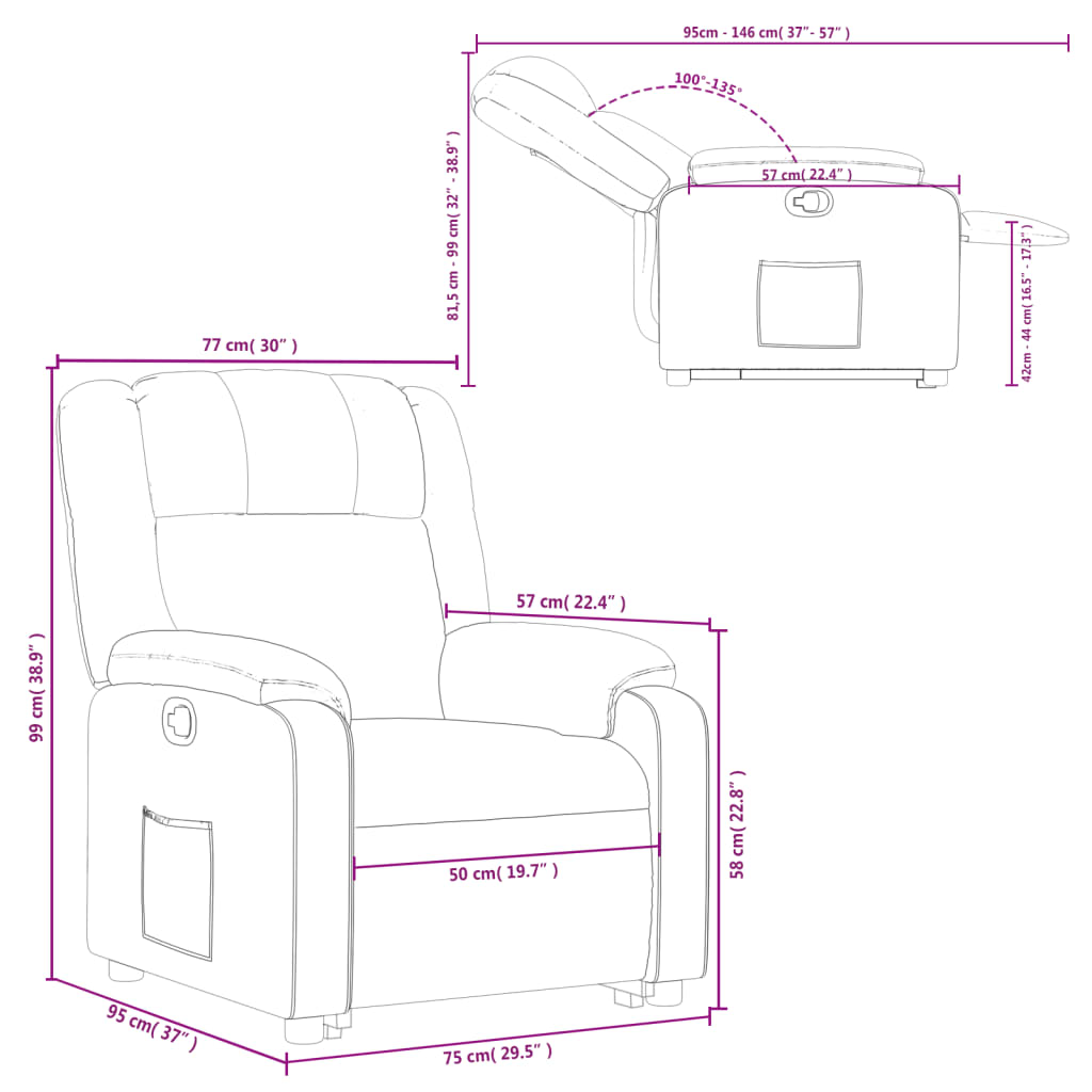 vidaXL Stand up Recliner Chair Light Gray Fabric-8