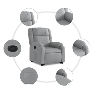 vidaXL Stand up Recliner Chair Light Gray Fabric-5