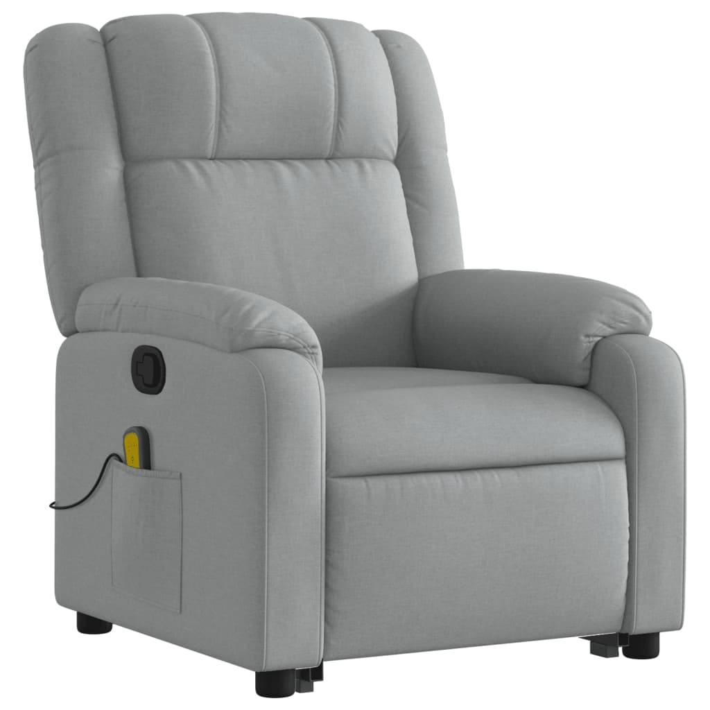 vidaXL Stand up Massage Recliner Chair Light Gray Fabric-1