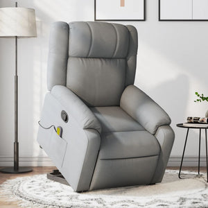 vidaXL Stand up Massage Recliner Chair Light Gray Fabric-0