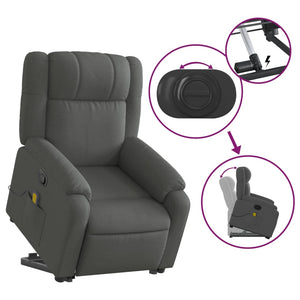 vidaXL Stand up Massage Recliner Chair Dark Gray Fabric-3