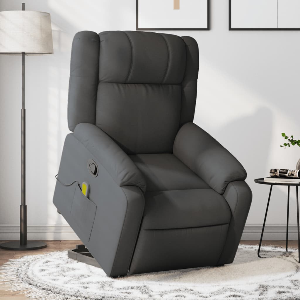 vidaXL Stand up Massage Recliner Chair Dark Gray Fabric-0