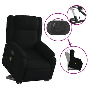 vidaXL Stand up Massage Recliner Chair Black Fabric-3