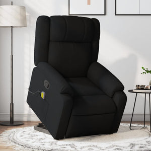 vidaXL Stand up Massage Recliner Chair Black Fabric-0