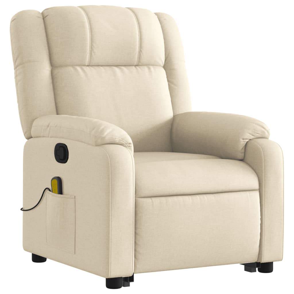 vidaXL Stand up Massage Recliner Chair Cream Fabric-1